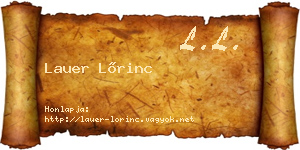 Lauer Lőrinc névjegykártya